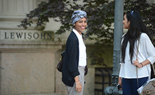 Two students outside Lewisohn building